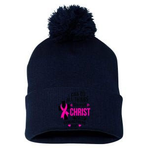 Breast Cancer I Can Do All Things Through Christ Awareness Pom Pom 12in Knit Beanie