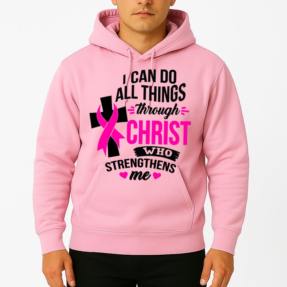 Breast Cancer I Can Do All Things Through Christ Awareness Hoodie