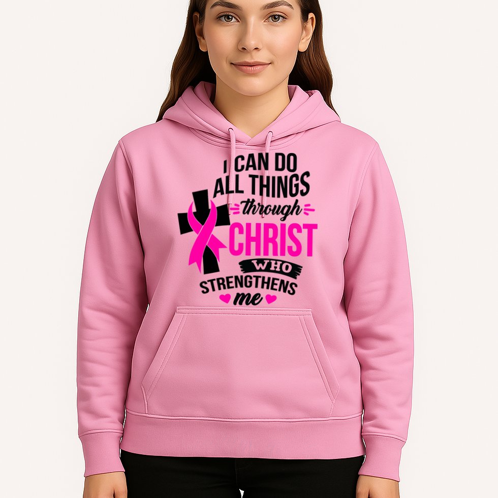 Breast Cancer I Can Do All Things Through Christ Awareness Hoodie