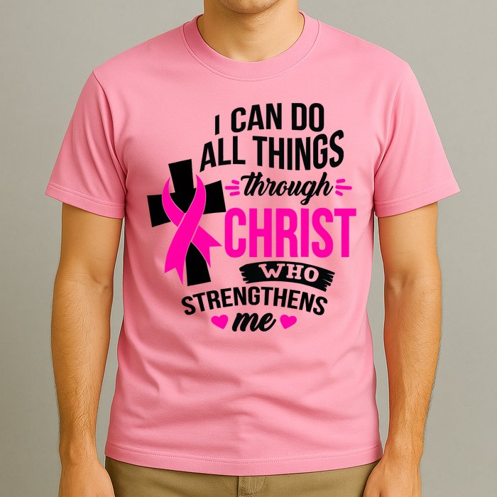 Breast Cancer I Can Do All Things Through Christ Awareness T-Shirt