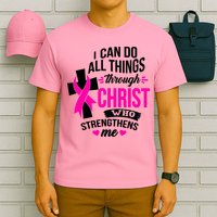 Breast Cancer I Can Do All Things Through Christ Awareness T-Shirt