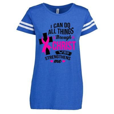 Breast Cancer I Can Do All Things Through Christ Awareness Enza Ladies Jersey Football T-Shirt