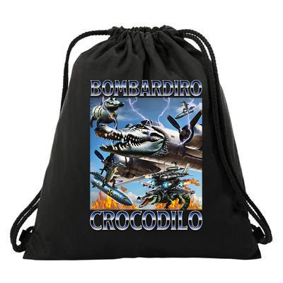 Bombardiro Crocodilo - Italian Brainrot Meme Drawstring Bag