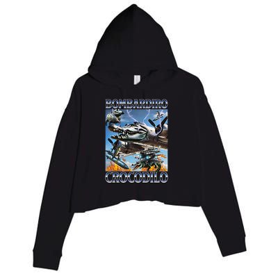 Bombardiro Crocodilo - Italian Brainrot Meme Crop Fleece Hoodie