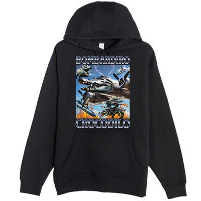 Bombardiro Crocodilo - Italian Brainrot Meme Premium Pullover Hoodie