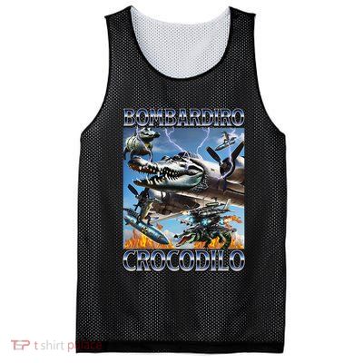 Bombardiro Crocodilo - Italian Brainrot Meme Mesh Reversible Basketball Jersey Tank