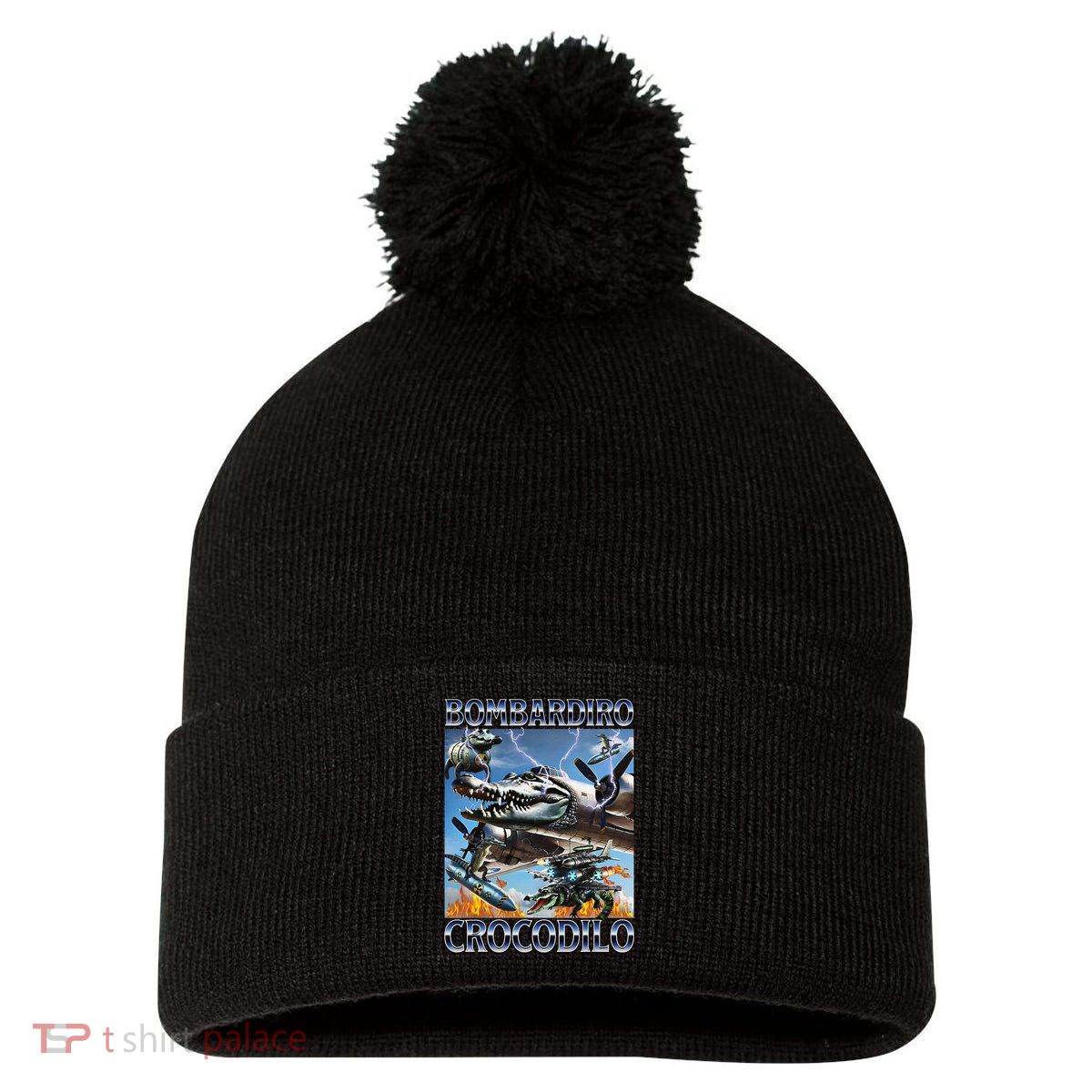 Bombardiro Crocodilo - Italian Brainrot Meme Pom Pom 12in Knit Beanie