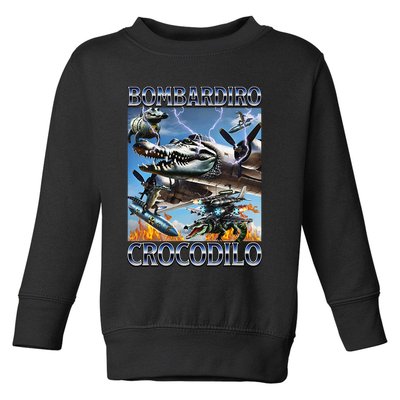 Bombardiro Crocodilo - Italian Brainrot Meme Toddler Sweatshirt