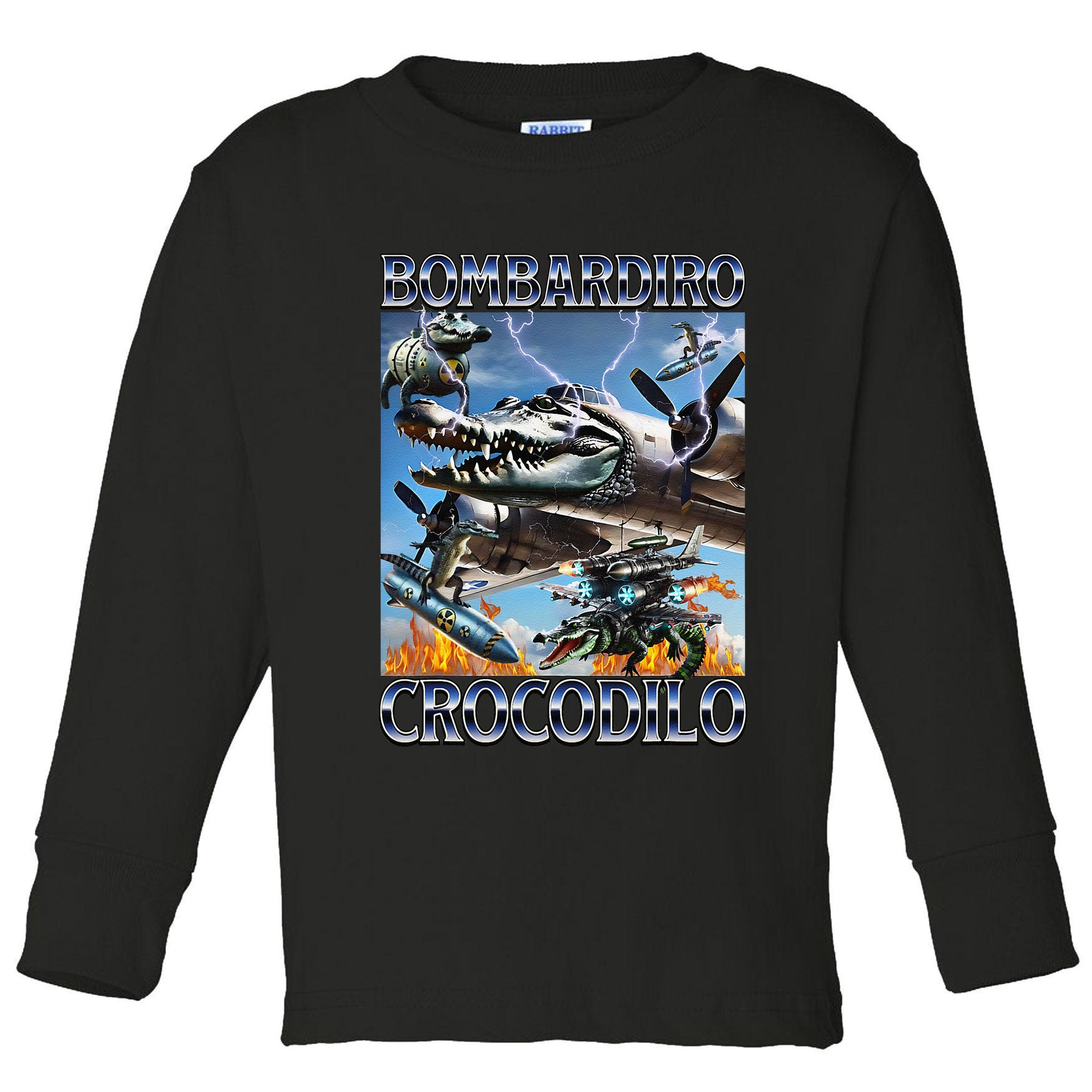 Bombardiro Crocodilo - Italian Brainrot Meme Toddler Long Sleeve Shirt