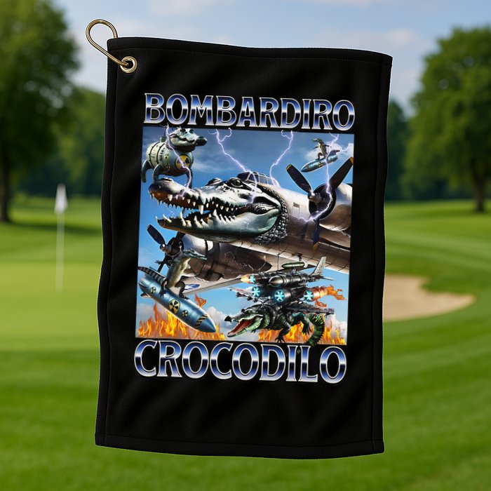 Bombardiro Crocodilo - Italian Brainrot Meme Golf Towel