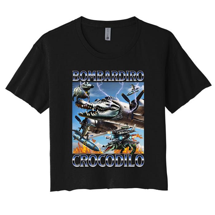 Bombardiro Crocodilo - Italian Brainrot Meme Women's Crop Top Tee