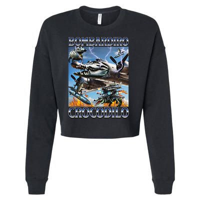 Bombardiro Crocodilo - Italian Brainrot Meme Cropped Pullover Crew