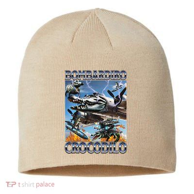Bombardiro Crocodilo - Italian Brainrot Meme Sustainable Beanie