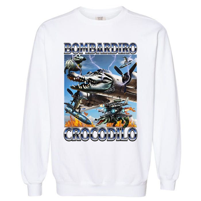 Bombardiro Crocodilo - Italian Brainrot Meme Garment-Dyed Sweatshirt