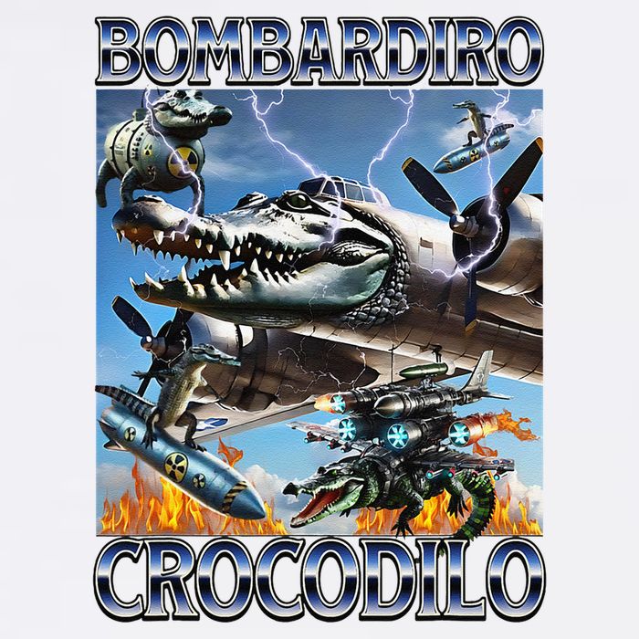 Bombardiro Crocodilo - Italian Brainrot Meme Garment-Dyed Sweatshirt