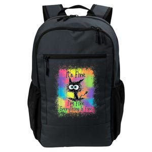 Black Cat It's Fine I'm Fine Everything Is Fine Tie Dye Daily Commute Backpack