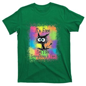 Black Cat It's Fine I'm Fine Everything Is Fine Tie Dye T-Shirt