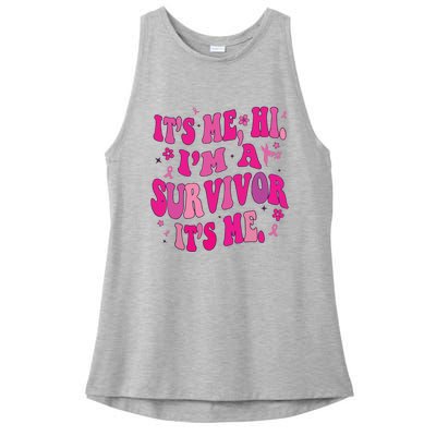 Breast Cancer Its Me Hi Im Survivor Cancer Ladies PosiCharge Tri-Blend Wicking Tank