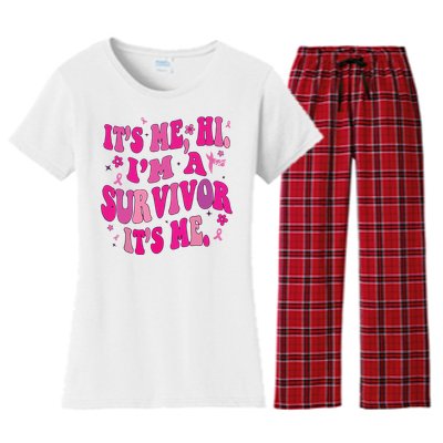 Breast Cancer Its Me Hi Im Survivor Cancer Women's Flannel Pajama Set