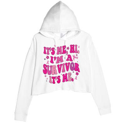 Breast Cancer Its Me Hi Im Survivor Cancer Crop Fleece Hoodie