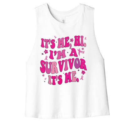 Breast Cancer Its Me Hi Im Survivor Cancer Women's Racerback Cropped Tank