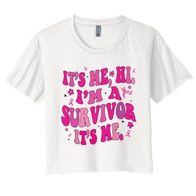 Breast Cancer Its Me Hi Im Survivor Cancer Women's Crop Top Tee