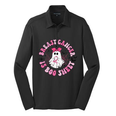 Breast Cancer Is Boo Sheet Ghost Halloween Groovy Costume Silk Touch Performance Long Sleeve Polo