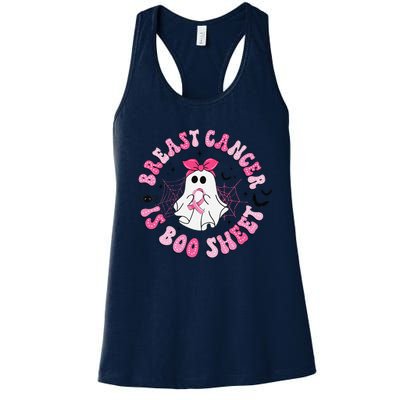 Breast Cancer Is Boo Sheet Ghost Halloween Groovy Costume Women's Racerback Tank