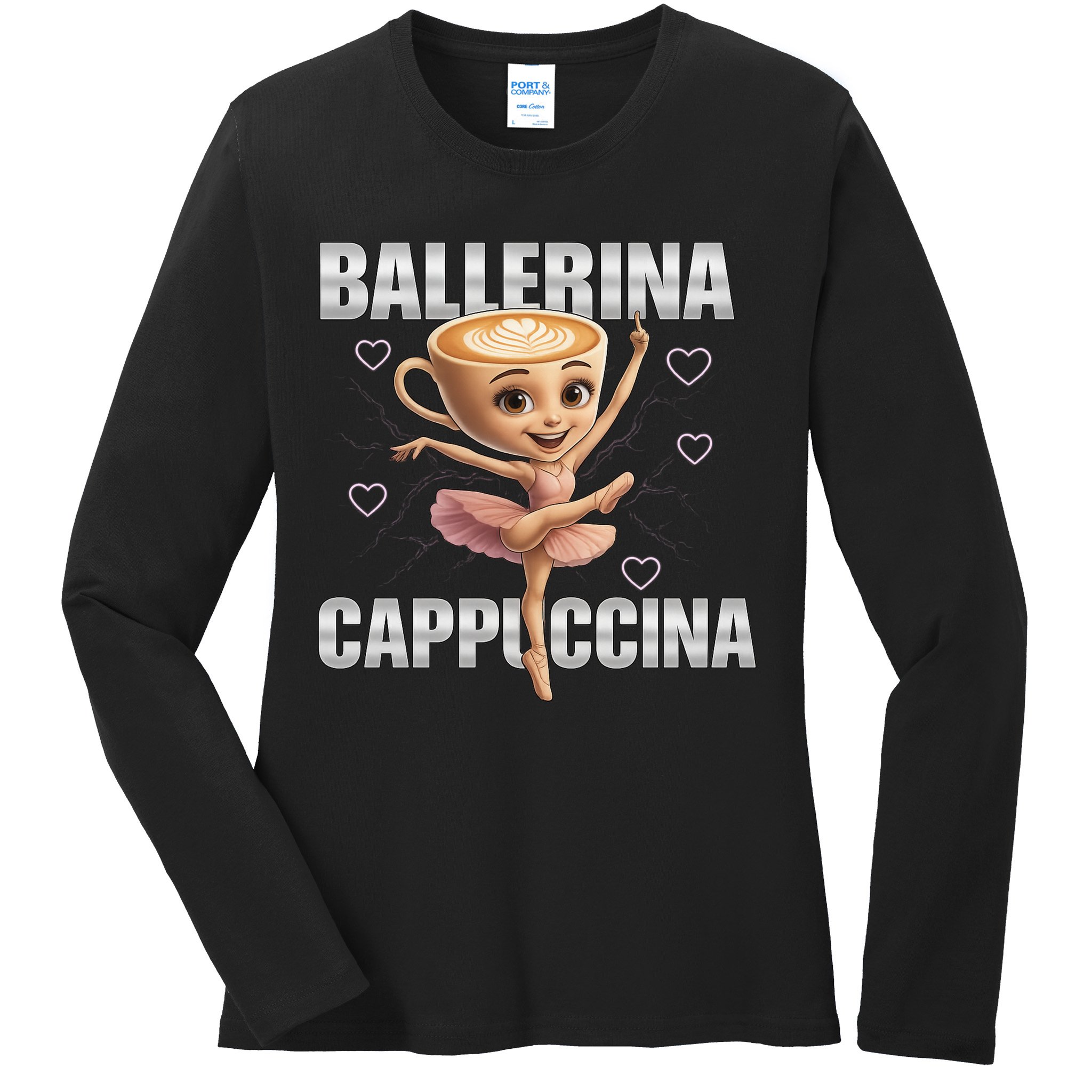 Ballerina Cappuccina - Italian Brainrot Meme Ladies Long Sleeve Shirt