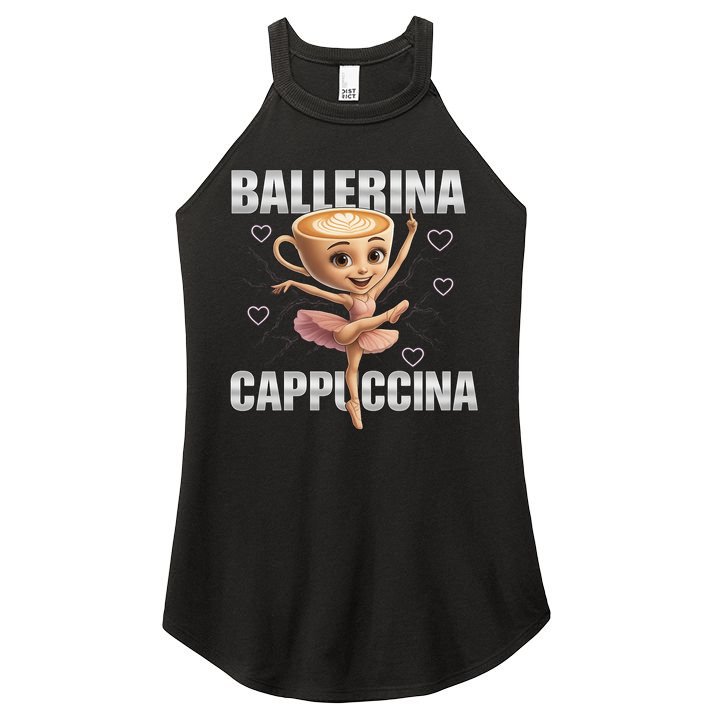 Ballerina Cappuccina - Italian Brainrot Meme Women's Perfect Tri Rocker Tank