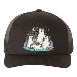 Black Cats In Ghost Costume Cute Halloween Yupoong Adult 5-Panel Trucker Hat