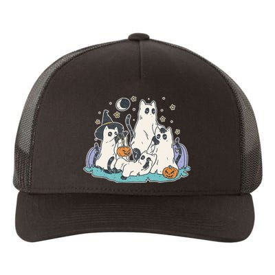 Black Cats In Ghost Costume Cute Halloween Yupoong Adult 5-Panel Trucker Hat