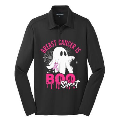 Breast Cancer Is Boo Sheet Halloween Breast Cancer Awareness Silk Touch Performance Long Sleeve Polo