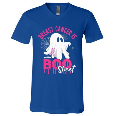 Breast Cancer Is Boo Sheet Halloween Breast Cancer Awareness V-Neck T-Shirt