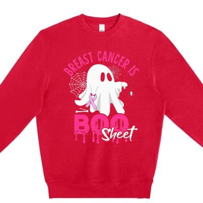 Breast Cancer Is Boo Sheet Halloween Breast Cancer Awareness Premium Crewneck Sweatshirt