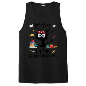 Black Cat Its Fine Im Fine Everything Is Fine Teacher Xmas Great Gift PosiCharge Competitor Tank