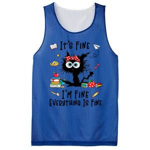 Black Cat Its Fine Im Fine Everything Is Fine Teacher Xmas Great Gift Mesh Reversible Basketball Jersey Tank