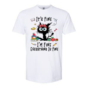 Black Cat Its Fine Im Fine Everything Is Fine Teacher Xmas Great Gift Softstyle CVC T-Shirt