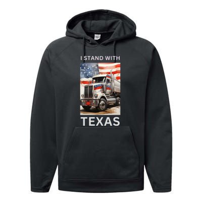 Border Crisis I Stand With Texas Performance Fleece Hoodie