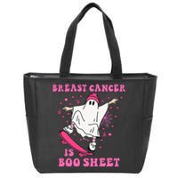 Breast Cancer is Boo Sheet Halloween Breast Cancer Awareness Zip Tote Bag