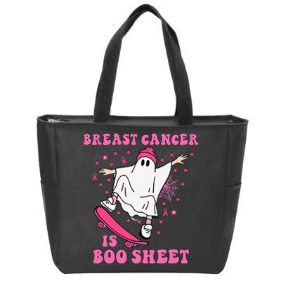 Breast Cancer is Boo Sheet Halloween Breast Cancer Awareness Zip Tote Bag