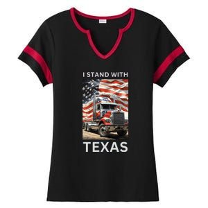 Border Crisis I Stand With Texas Ladies Halftime Notch Neck Tee