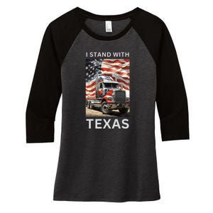 Border Crisis I Stand With Texas Women's Tri-Blend 3/4-Sleeve Raglan Shirt