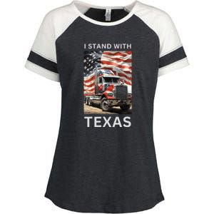 Border Crisis I Stand With Texas Enza Ladies Jersey Colorblock Tee