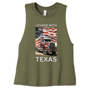 Border Crisis I Stand With Texas Women's Racerback Cropped Tank