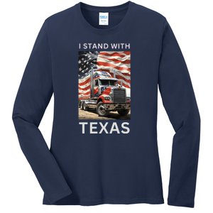 Border Crisis I Stand With Texas Ladies Long Sleeve Shirt