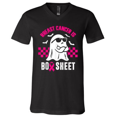 Breast Cancer Is Boo Sheet Halloween Awareness Breast Cancer V-Neck T-Shirt