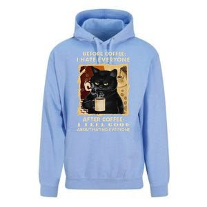 Before Coffee I Hate Everyone After Coffee Black Cat Drink Unisex Surf Hoodie