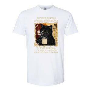 Before Coffee I Hate Everyone After Coffee Black Cat Drink Softstyle CVC T-Shirt