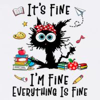 Black Cat It's Fine I'm Fine Everything Is Fine Teacher Life Gift Adult Drive Performance Visor